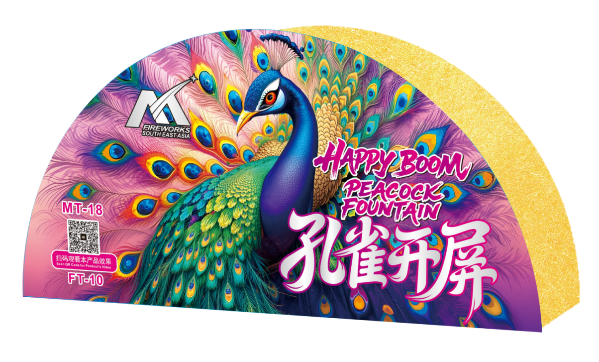 FT-10 PEACOCK FOUNTAIN 4 ROLL 孔雀开屏 4 管